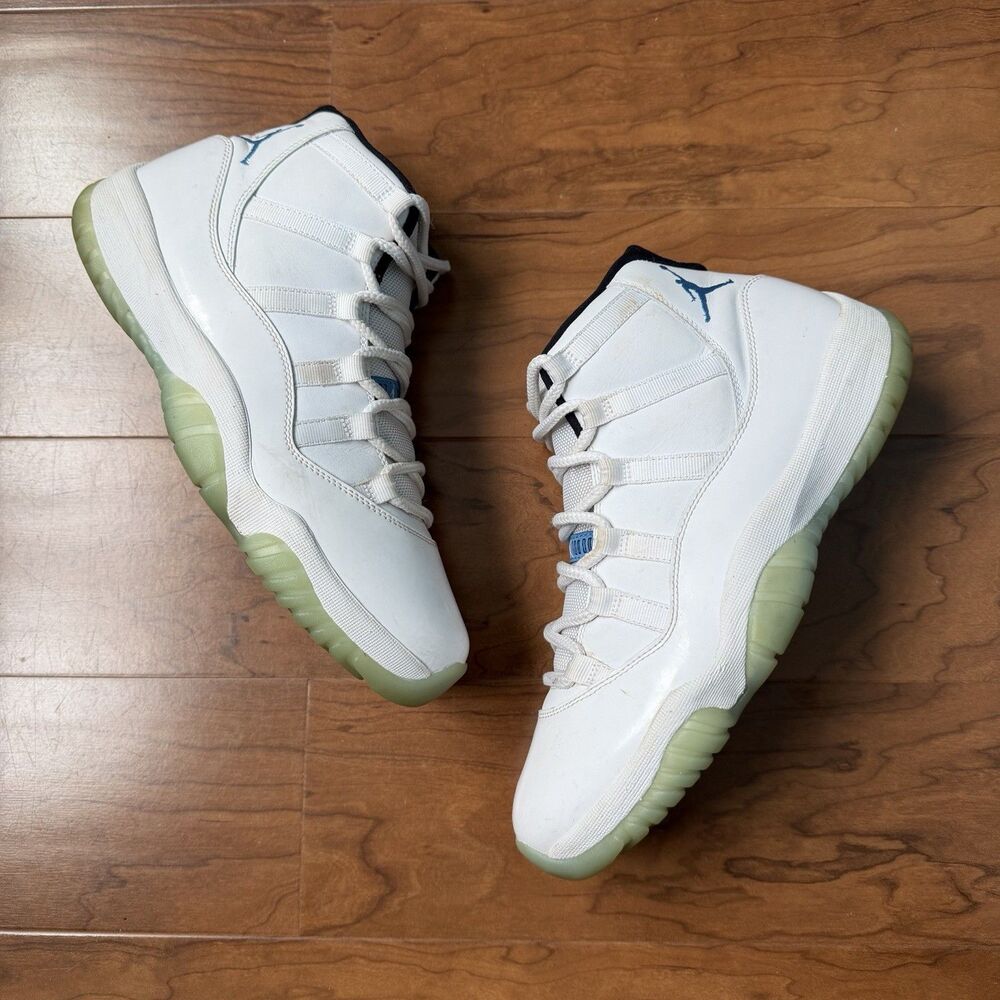 Nike Air Jordan 11 Retro Legend Blue Columbia 2014 White Blue 378037-117 Sz 9.5